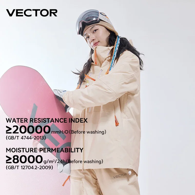 VECTOR Men and Women Cotton Contrast Skiing Top Waterproof and Durable Warm Snowboard Ski Double Board Single Board Outdoors