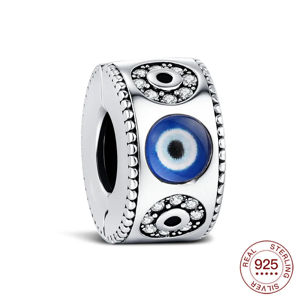 

2025 925 Sterling Silver Charm Turkish Blue Eye Beads Fit Bracelet Women's DIY Jewelry Love Daily Hot Gifts