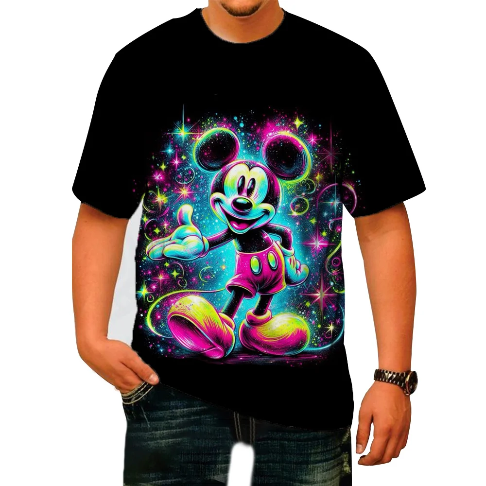 Men's Disney Mickey Mouse 3D Print T-Shirt Summer Daily Loose Short Sleeve Kids Male Tops Casual Tees Unisex Clothing Apparel