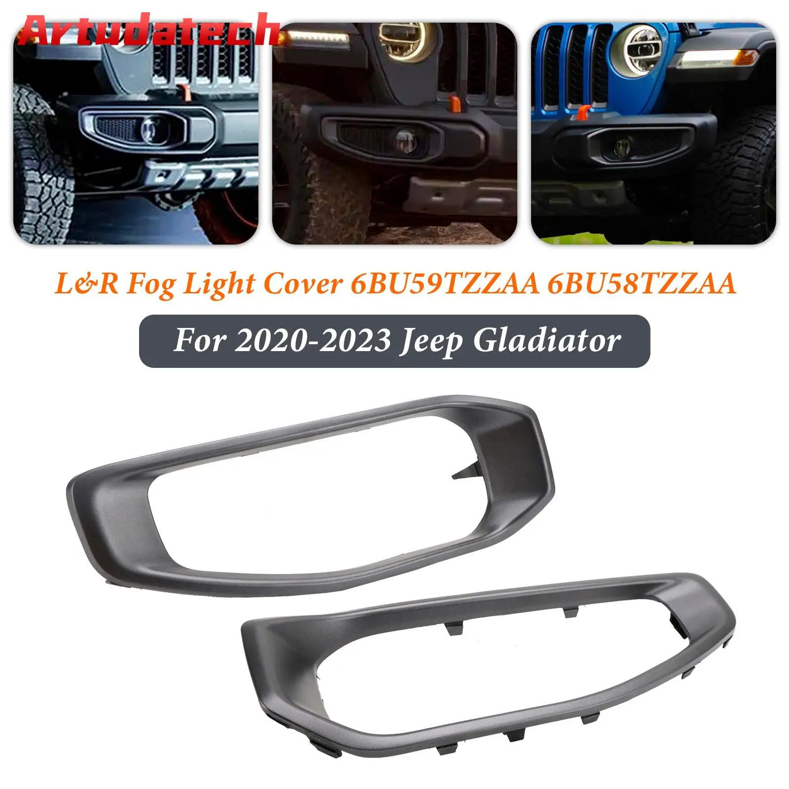 Artudatech Pair Fog Light Trim 6BU59TZZAA 6BU58TZZAA For Jeep Gladiator 2020-2023