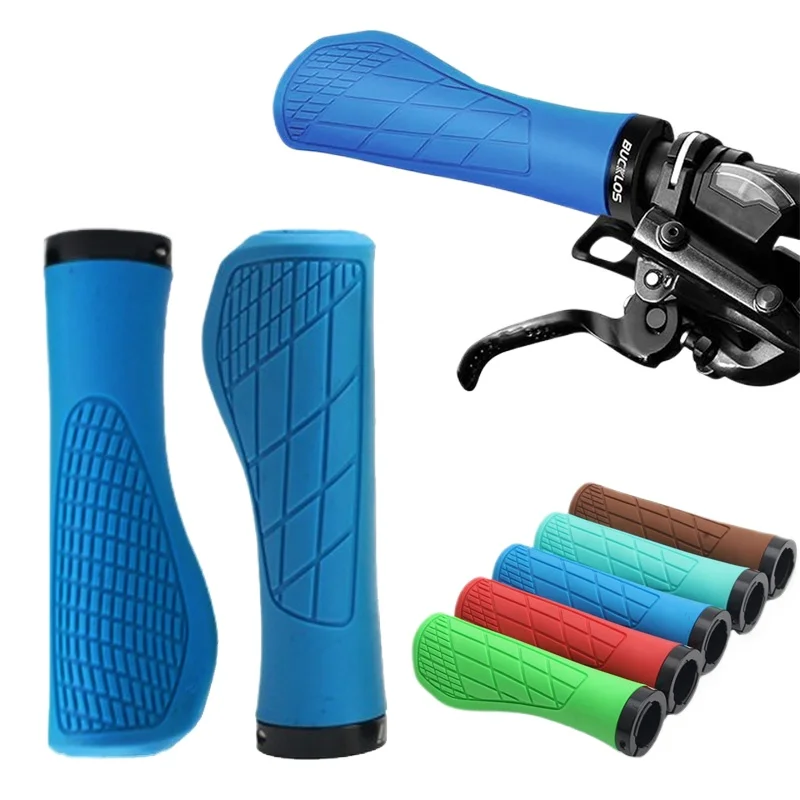 AliExpress NONE ODI Rubber Bicycle grips ergonomic mtb grips lock on Purple Red Brown Blue Green Black soft anti slip bicycle handlebar grips