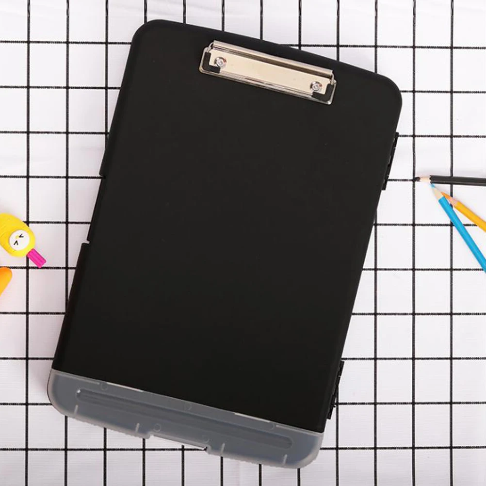 

1pc Waterproof A4 Plastic Clipboard Black Solid Smooth Rounded Corners Paper Holder Writing Folder for Office School