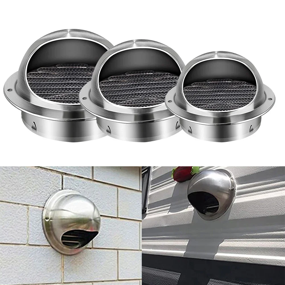 80/100/50MM Stainless Steel Exterior Wall Air Outlet Grille Round Heating Cooling Vent Cover Wall Ceiling Vent Cooling Vents Cap