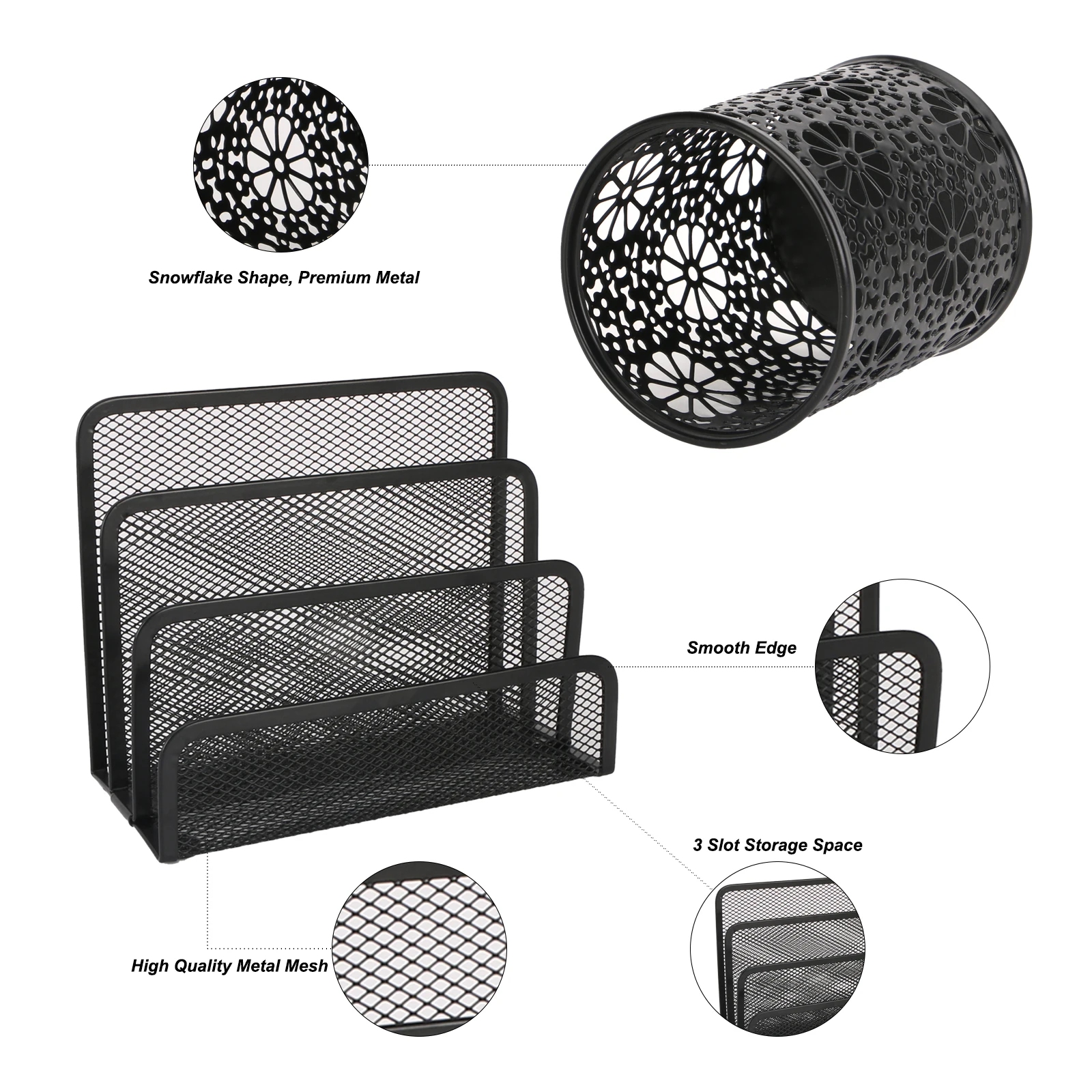 Eagle Metal Desk Organizer Desktop File Holder and Pen Holder Multifunctional Office Supplies Storage Rack