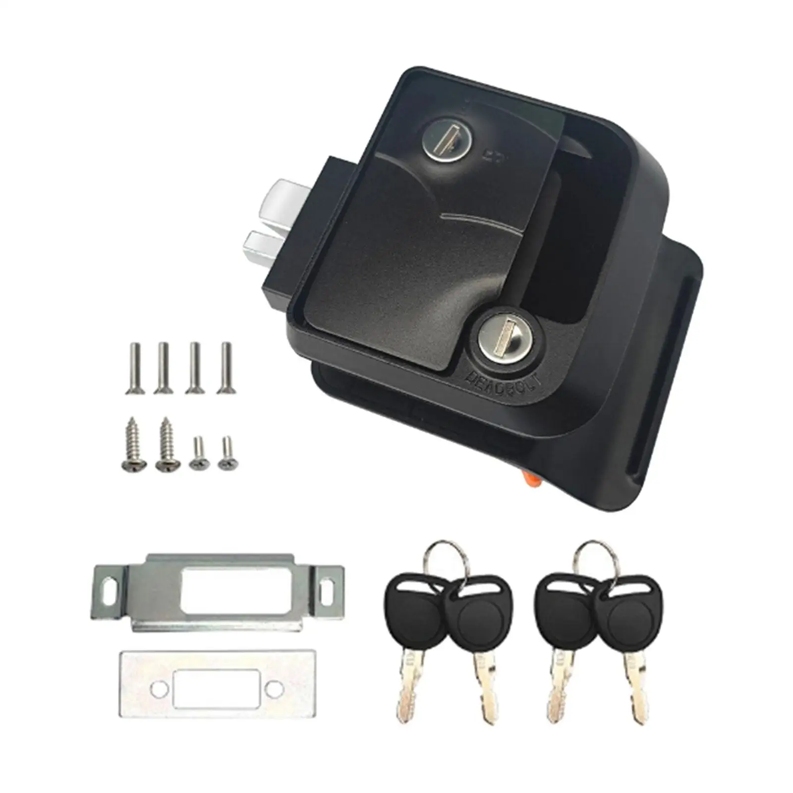 

Travel Trailer Entry Door Lock Zinc Alloy Paddle Latch Knob Black RV Handle with Installation Accessories for Camper