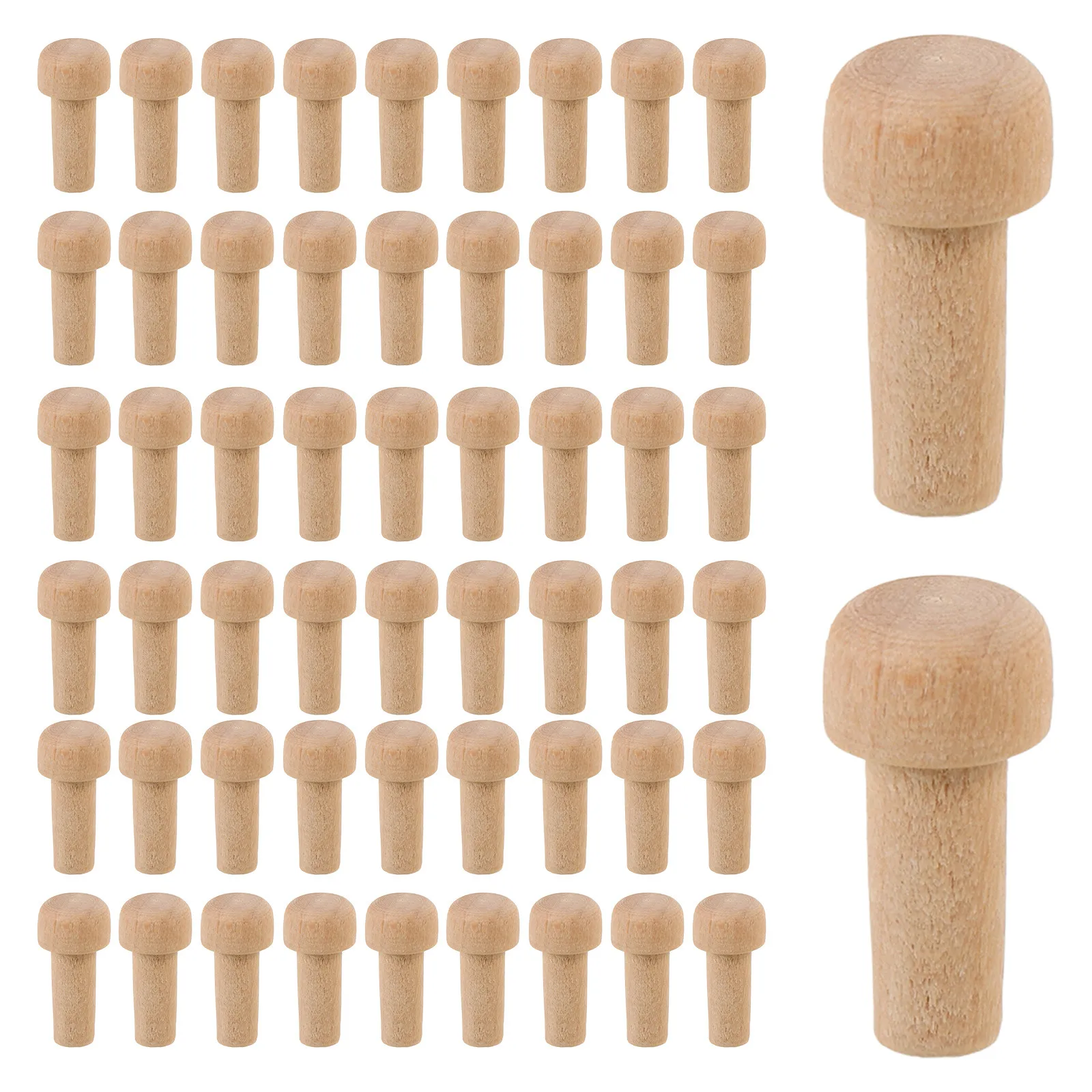 

50Pcs Natural Wood Mushroom Knobs Solid Unfinished Smooth Surface DIY Supplies for Furniture Crafts Train Wheels and Home Decor
