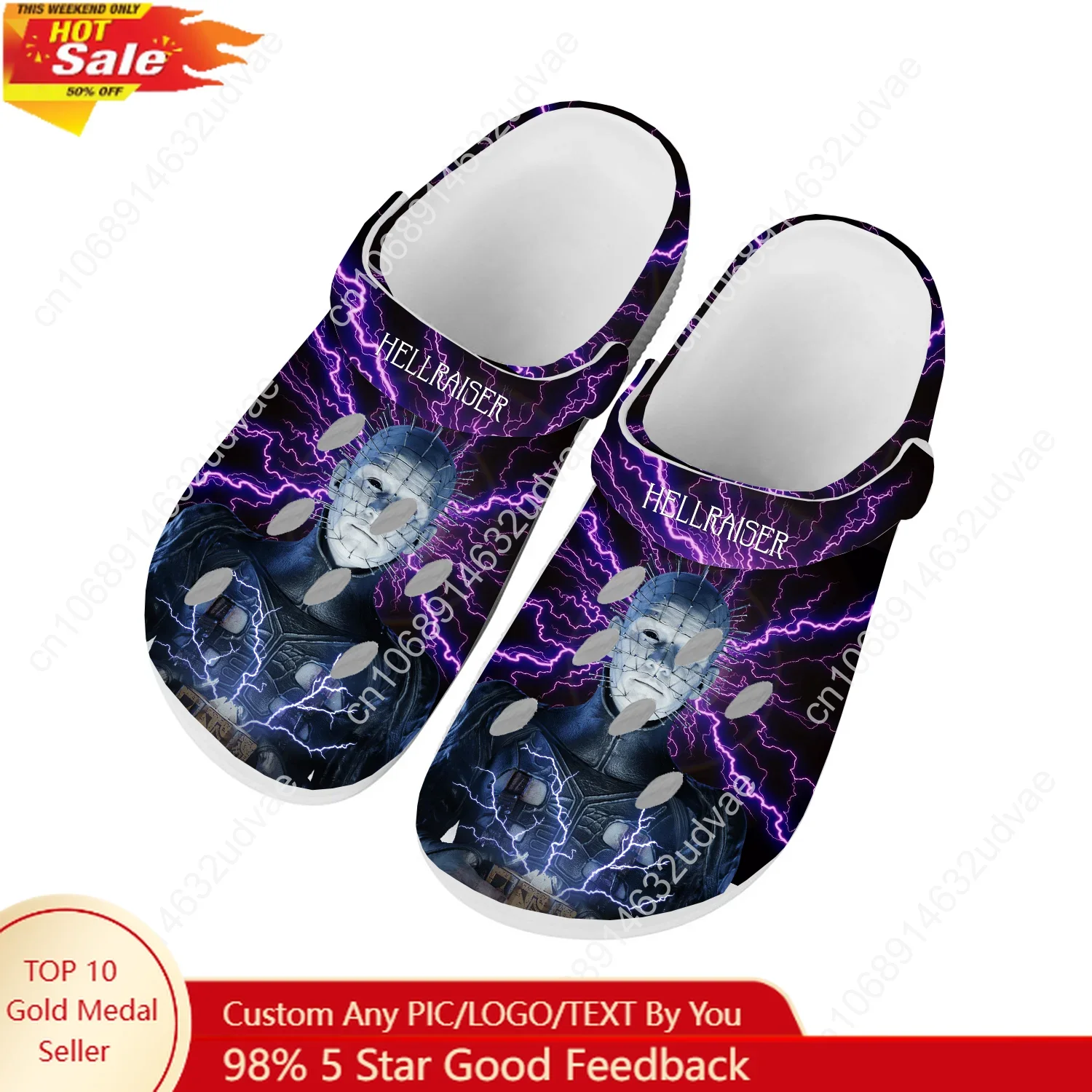 

Johnny Hallyday Sandals Mens Women Youth Boy Girl Water Shoes Home Clogs Custom Made Breathable Hole Slippers White