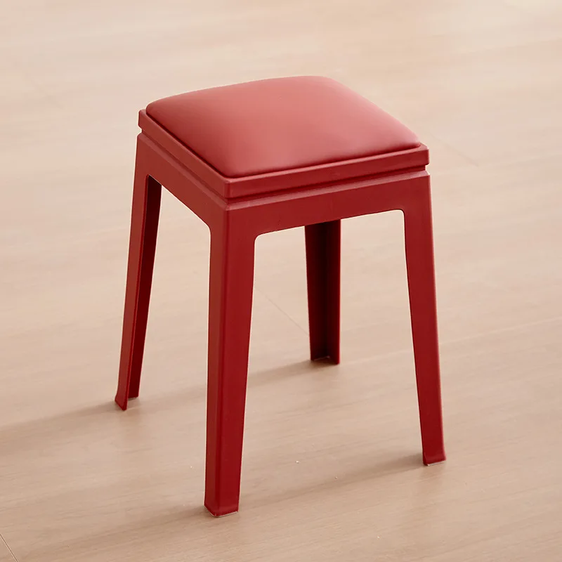 

03195 Modern simple plastic stool new Chinese style thickened restaurant stackable spare stool home living room high stool