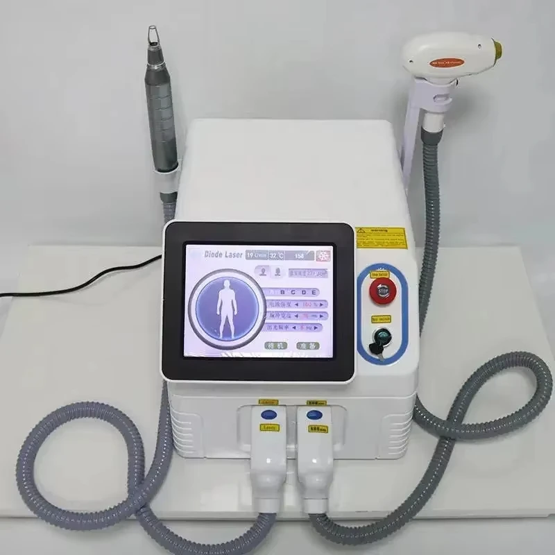 Professional 2 IN 1 Diode Laser Hair Removal Machine Picosecond Qswitch ND YAG 1064NM Tattoo Removal 3 waves Device