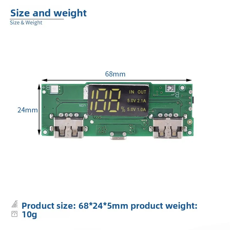 18650 Battery Digital Display Charging Module 5V2.4A Dual USB Output with Boost Module