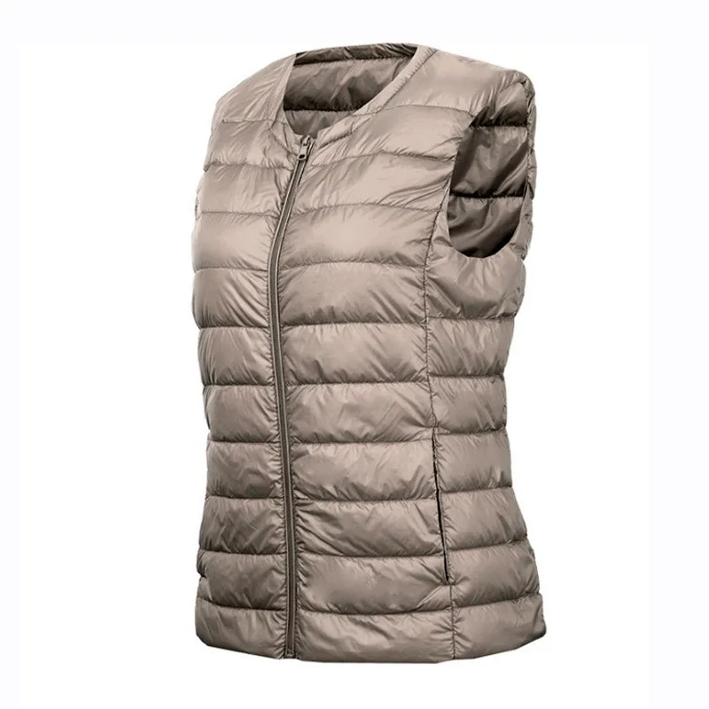 Women Down Waistcoat Jacket Autumn Winter Ultra Light White Duck Down Vest Lady Short Sleeveless Vest Puffer Outwear Bigsize 8XL