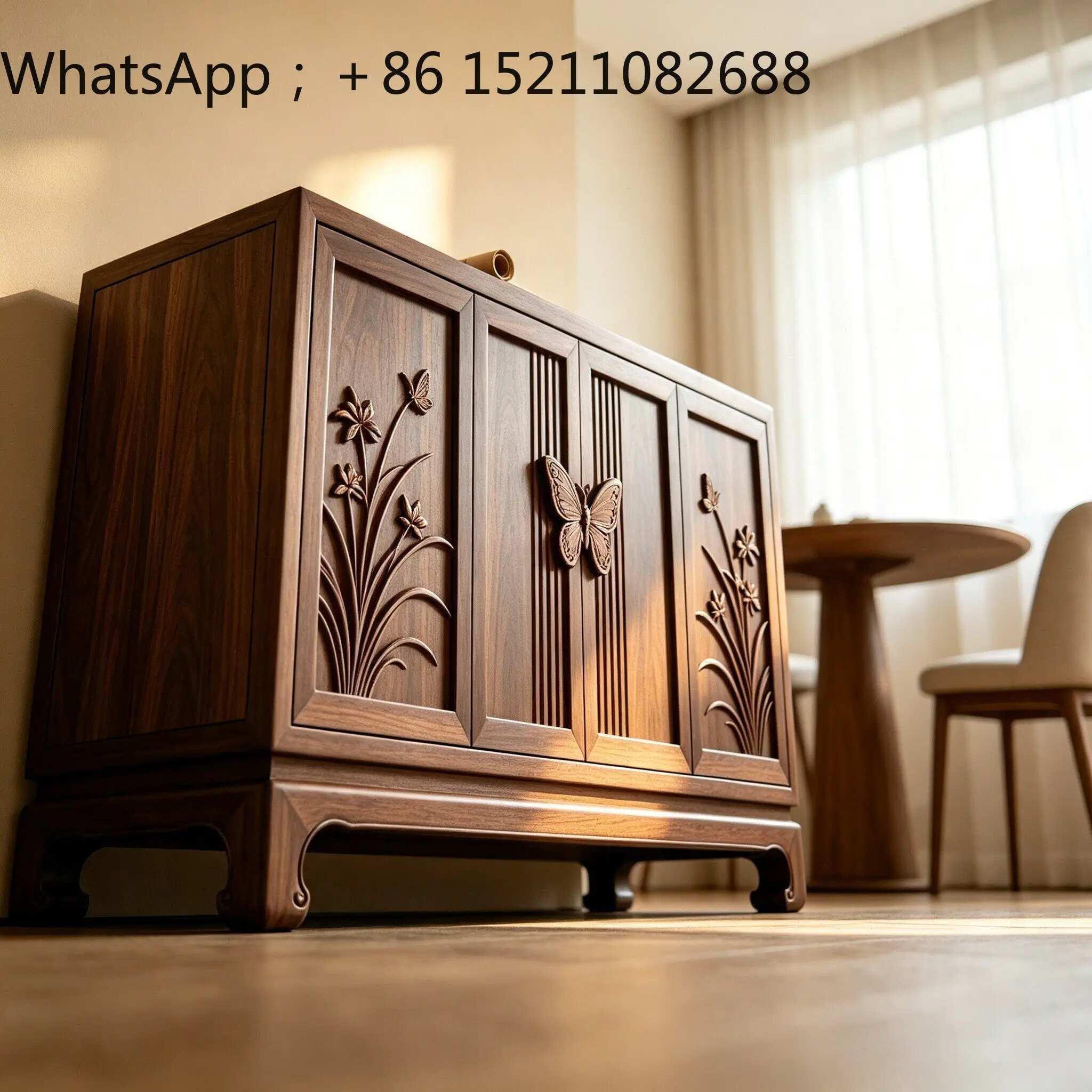 SCY small apartment ash wood dining cabinet decorative cabinet living room side cabinet zen solid wood furniture