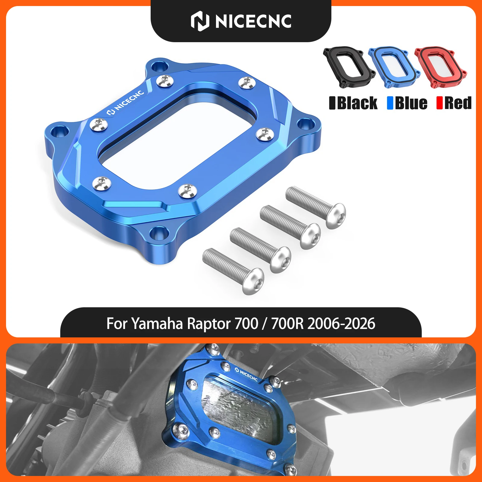 NICECNC Tapa Lateral de Cilindro para Yamaha Raptor 700 2006-2026, Panel de Visión Reforzado para Accesorios de ATV Yamaha Grizzly 700