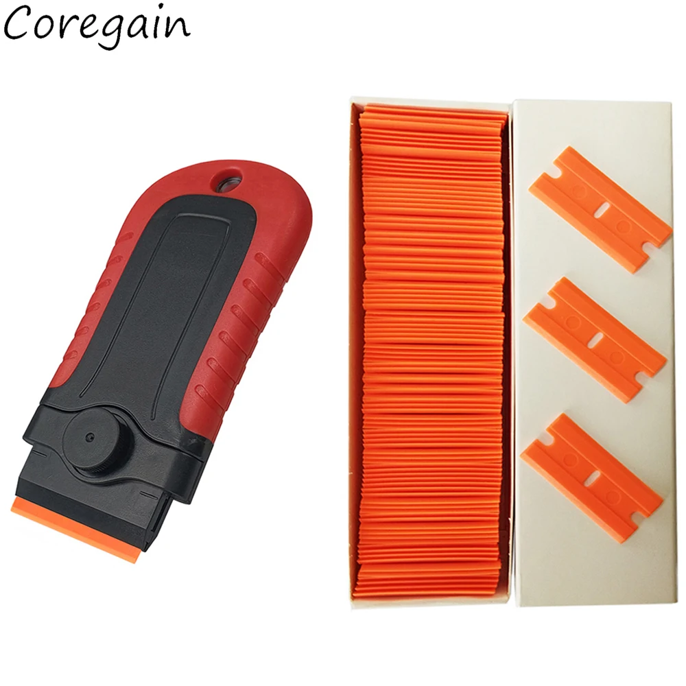 

Car Wash Cleaning Tool Razor Scraper with 100pcs Plastic Blade Vinyl Wrap Ceramic Glass Window Tint Clean Shovel Sticker Remover