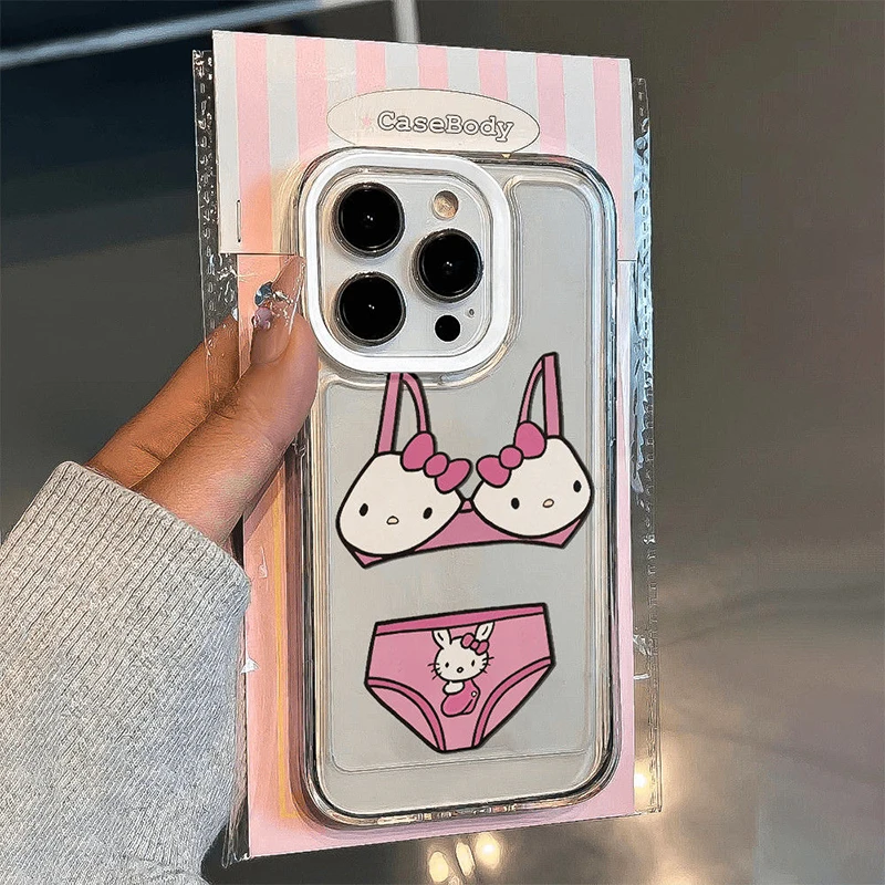 Sanrio iPhone15 Mobile Hello Kitty Phone Case Kawaii Cute 14 13 12 11 Plus Pro Max Cartoon Decoration Protective Shell Toys