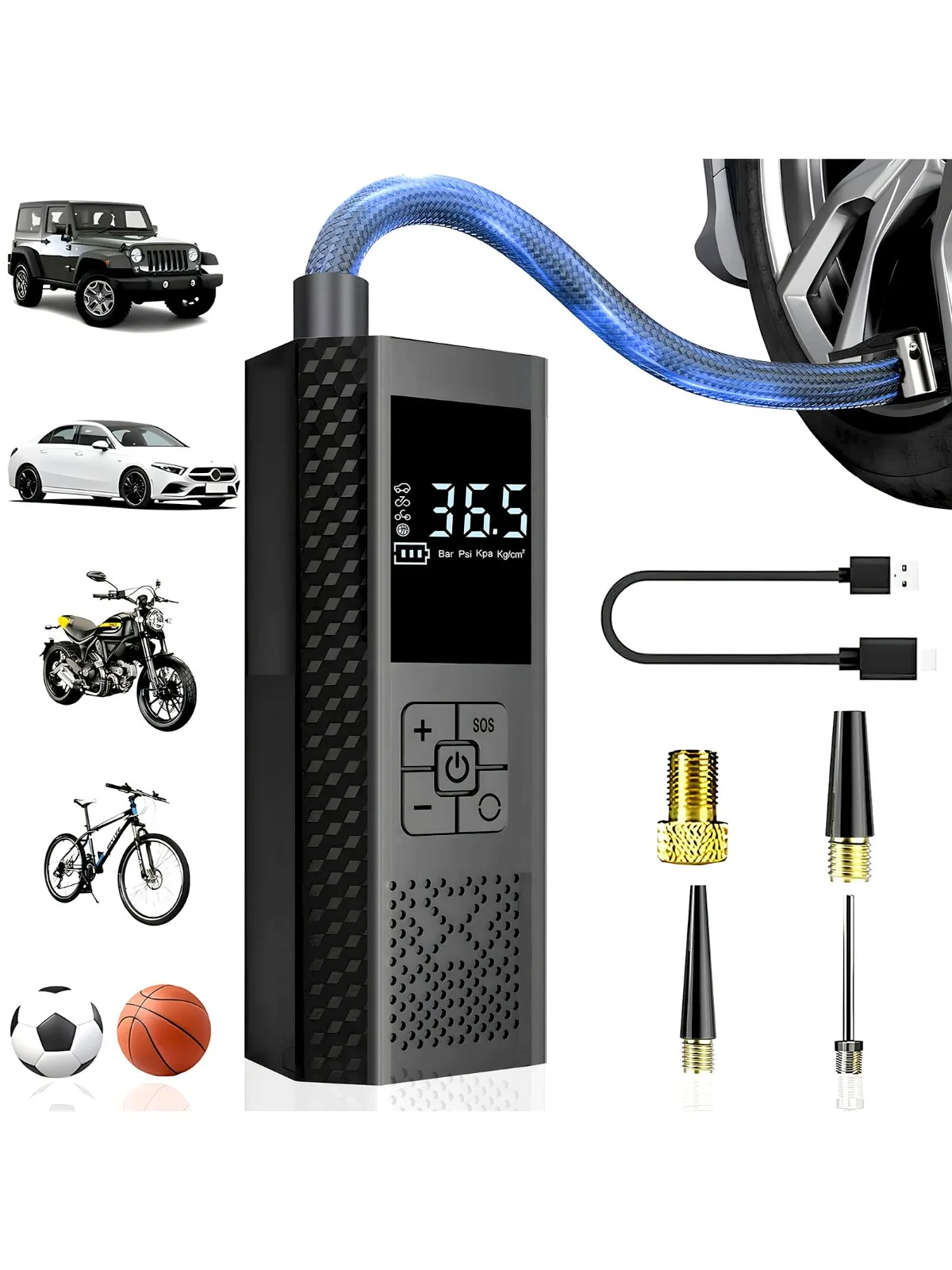 AliExpress NONE Electric Car Air Pump Portable Tire Inflator Wireless Air Injector LCD Display Air Compressor for Car Motorcycle Bike Tyre Ball