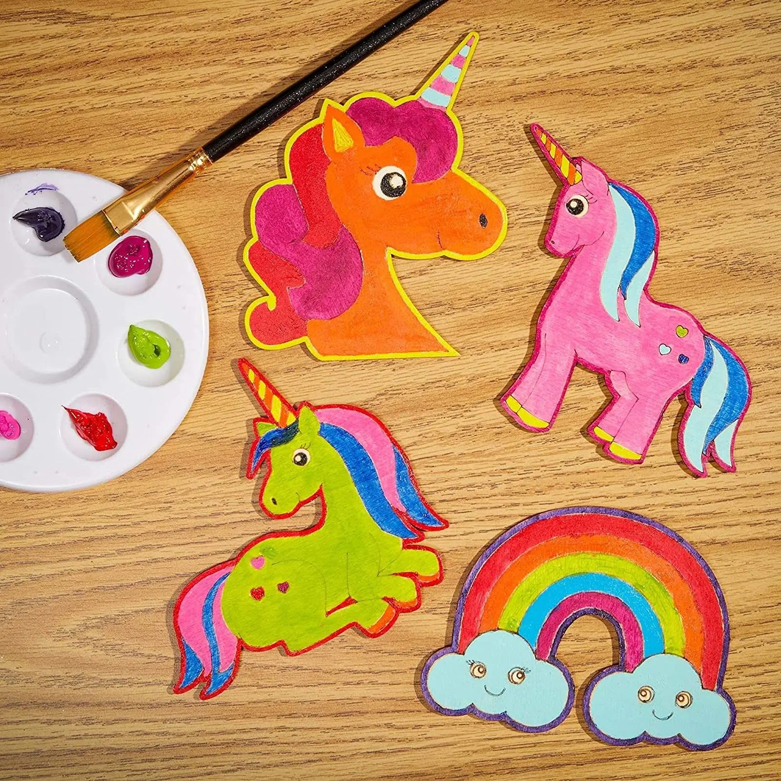 

40PCS Unfinished Wooden Cutouts Rainbow Wood Slices Blank Wooden Paint Crafts for Kids Painting DIY Craft Home Decoration