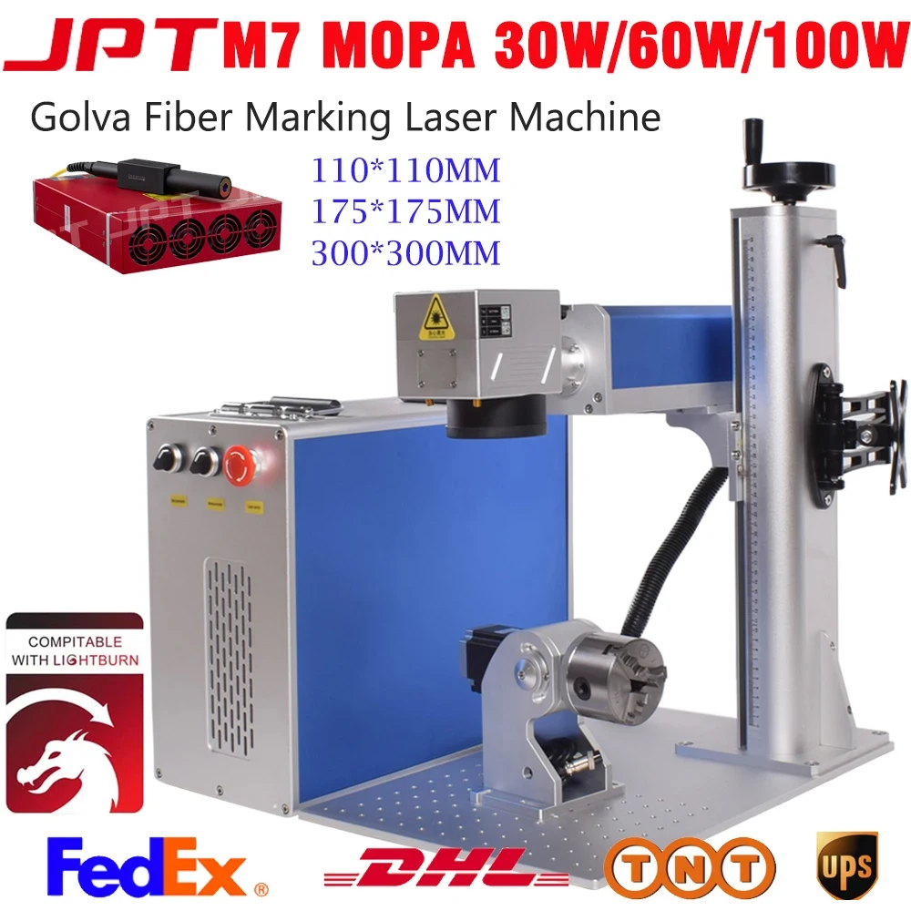 เครื่องแกะสลักเลเซอร์ใย M7 100W JPT E ชุดแหล่งเลเซอร์ galvo mesin grafir Laser เมนบอร์ด jcz