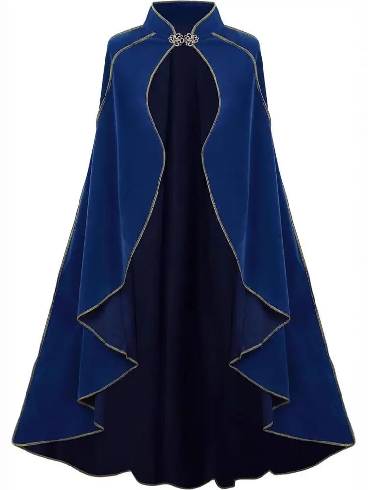 Cape en velours médiévale pour femmes, Costume de spectacle sur scène d'halloween, Design rétro doré, nouvelle collection printemps 2025