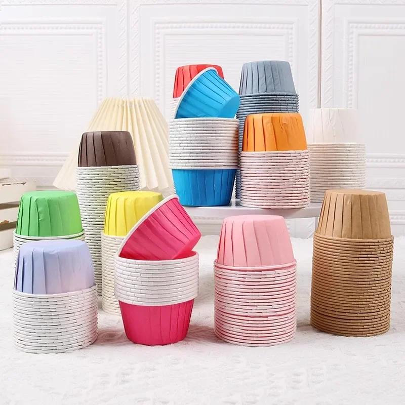 50pcs Large Rolled Muffin Paper Cup Coated High Temperature Resistant Cake Snack Cupcake Wedding Party Baking Kitchen Accessorie