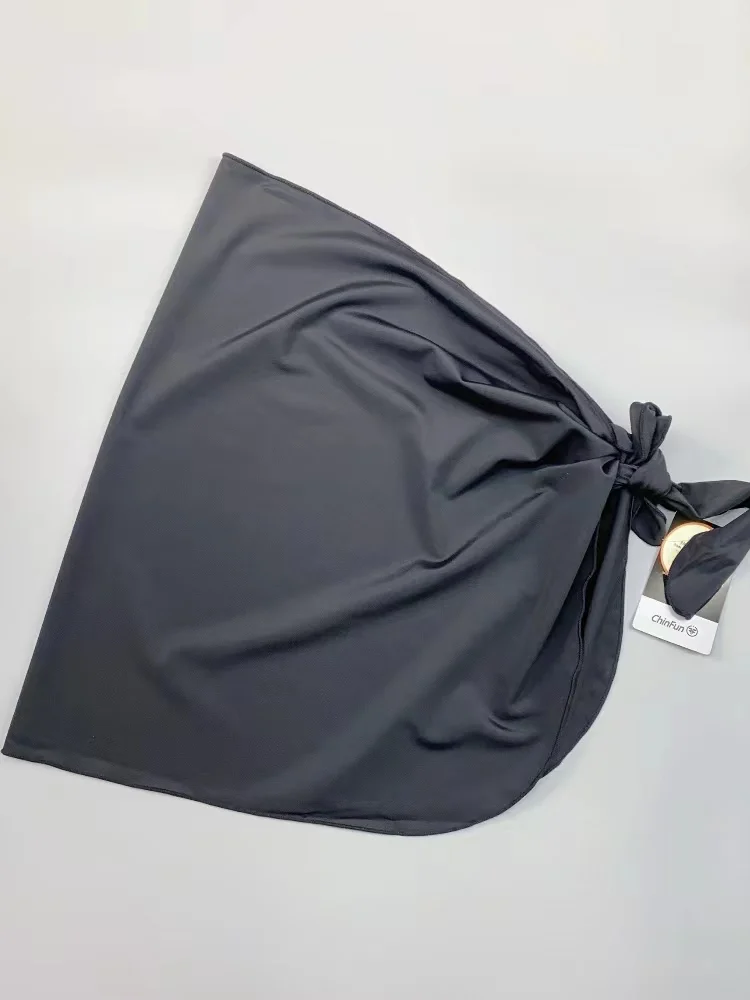 

AmberUPF50 Ladies Conservative Slimming f-length Swim Skirt Pure Color Belted Single Wrap Skirt for Swimming Fitn