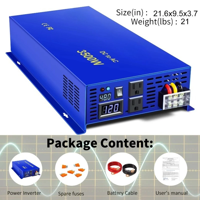 48 V DC 120V AC 3.5kw 3500 W Pure Sine Wave Power Inverter 48 V 3500 W Solar Inverter Wireless Remote Wind Turbine