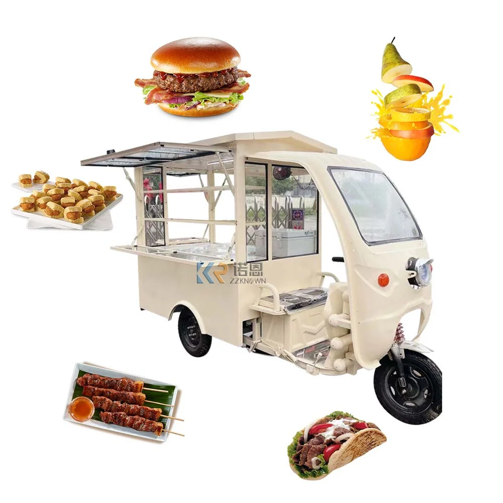 1000W Motor Electric Food Cart Kiosk Catering Stand for Food Display Custom Motorcycle Tuk Tuk Airstream Mobile Food Truck