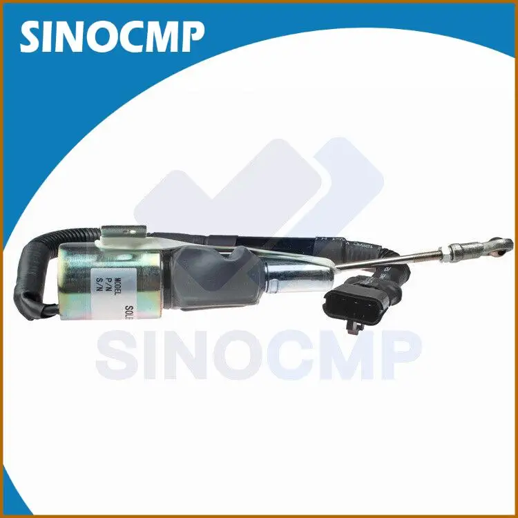 

SINOCMP 24V Fuel Shut Off Shutdown Stop Solenoid Valve 504017345, 113483, F4BE0684M, ES1751E-24, 1751ES for Excavator Parts