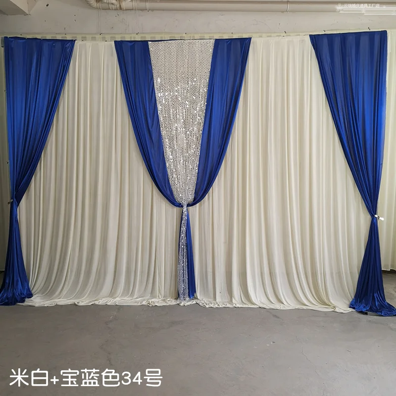 3x4M Ice Silk Fabric With Swags Sequins Home Party Curtains Shimmer Drapes Decoration Wedding Backdrop Stage Event Background