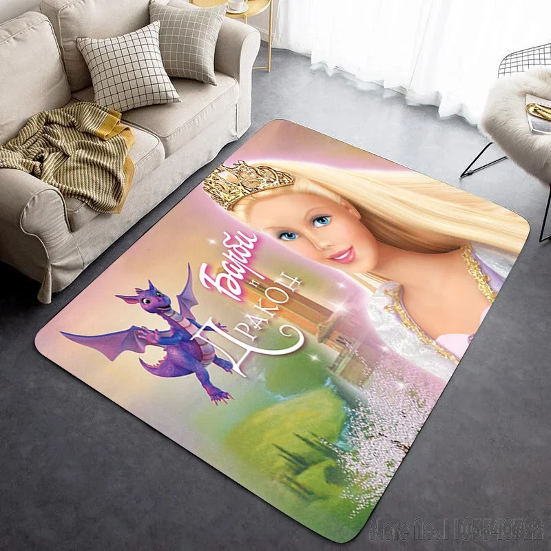 Kawaii Barbie Pattern Cartoon Rug Carpets 80x120cm Decor for Bathroom Kids Floor Mat Living Room Children's Bedroom Sofa