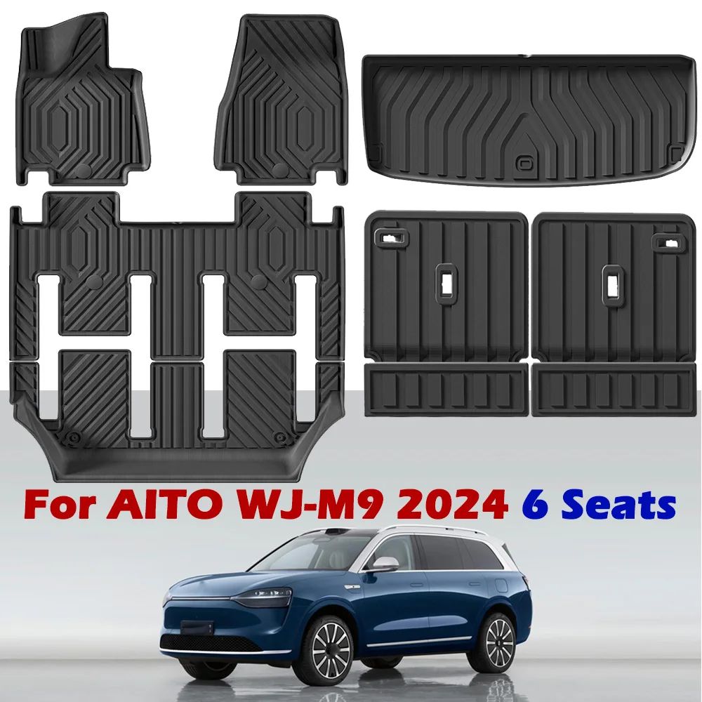 

Floor Mats & Trunk Mat for AITO WJ-M9 2024 6 Seats,All Weather Protection TPE Full Mat Car Floor Liners Accessories