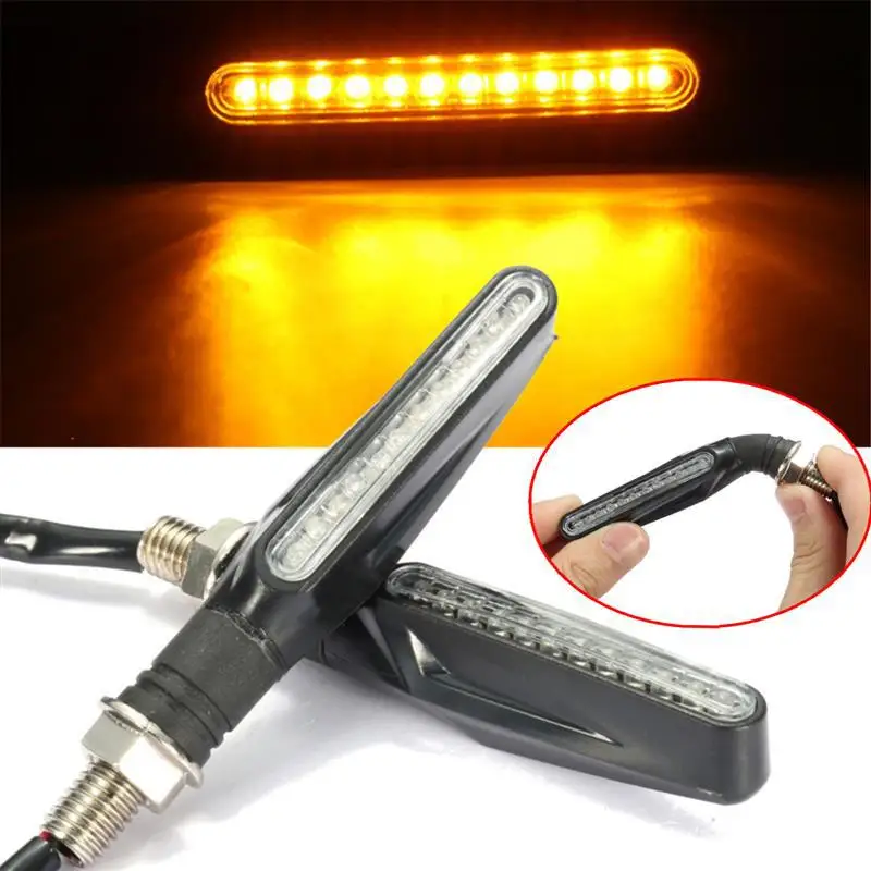 4 PCS 12SMD Turn Signals Motorcycles LED Lamp Flexible Clignotant Moto Flickering Flasher Intermitentes Sparkling Amber Light