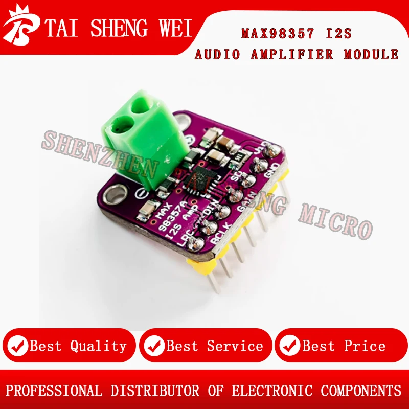 1PCS New MAX98357 I2S 3W Class D Amplifier Breakout DAC Decoder Module Filterless Audio Board for Raspberry Pi ESP32 Max98357