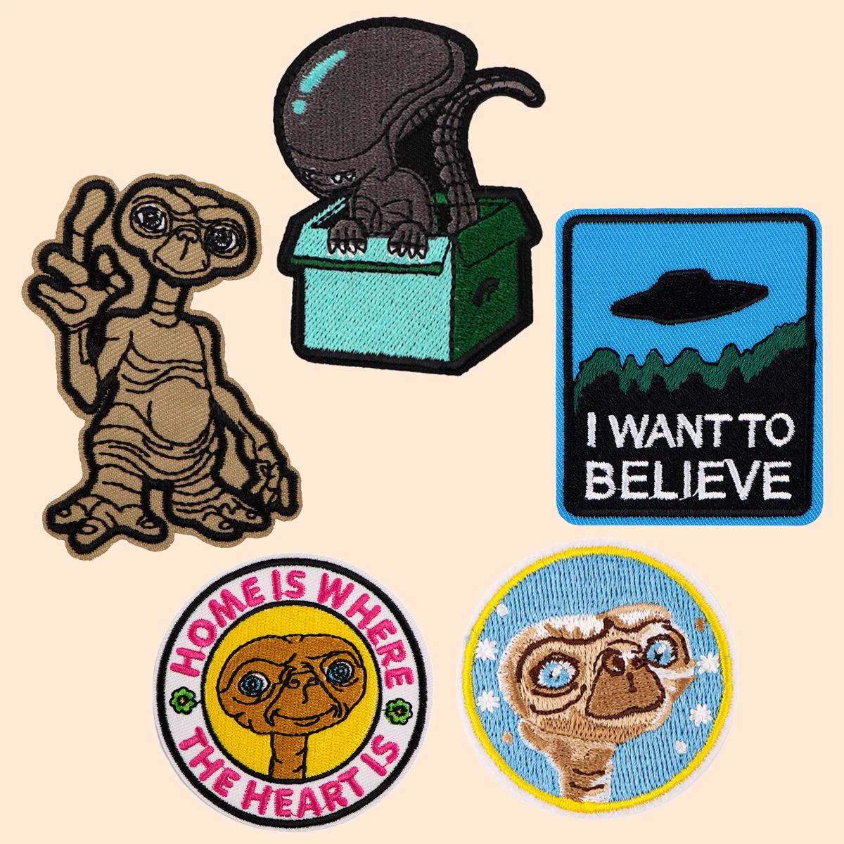 Funny Alien Patches On Clothes UFO Embroidered Patches Cartoon Sew Badges Iron On Patch DIY Clothing Accessories