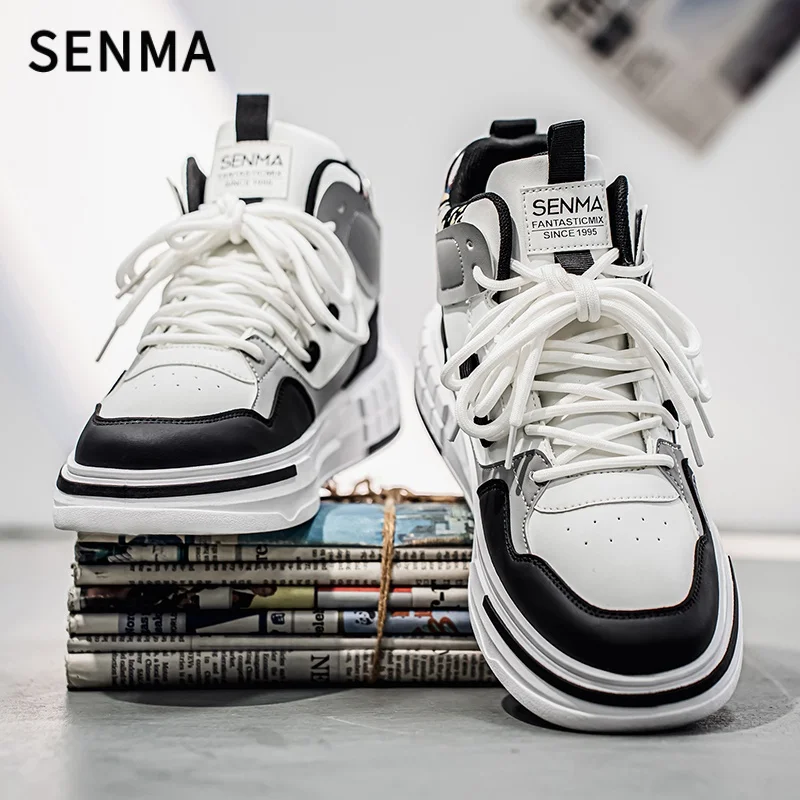 

SENMA Men's Shoes Men's Sneakers Trendy Skate Shoes Original Thick Soled Sports Board Shoe Comfy Non Slip Casual Lace Up Sneaker