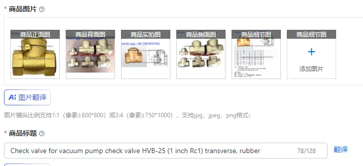 Check valve for vacuum pump check valve HVB-25 (1 inch Rc1) transverse, rubber