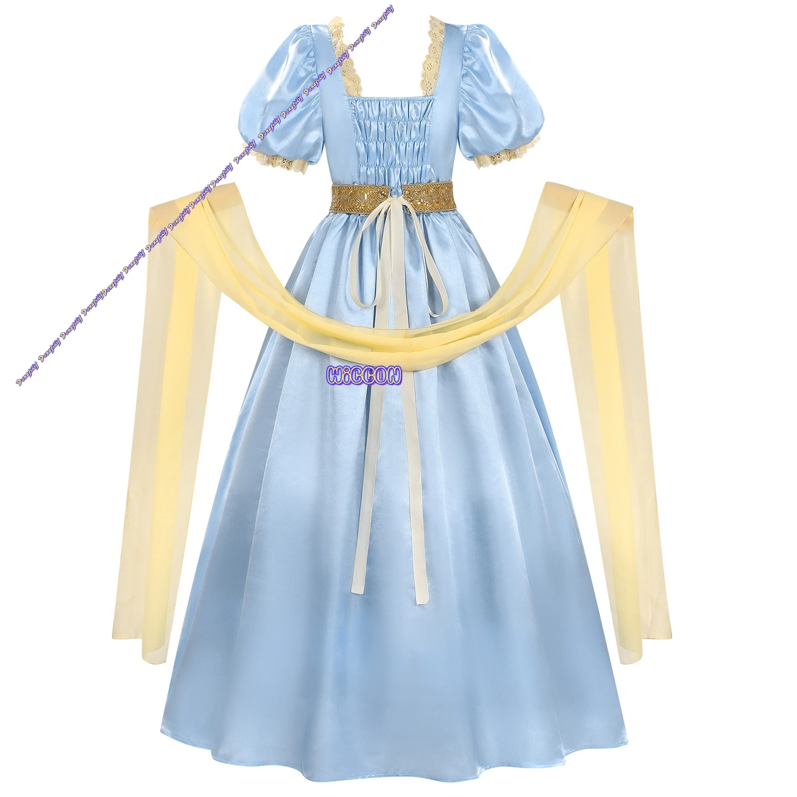 

Vintage Court Women's High Waist Empire Gown with Shawl Cosplay Costume for Stage Wear Halloween Carnival And Party