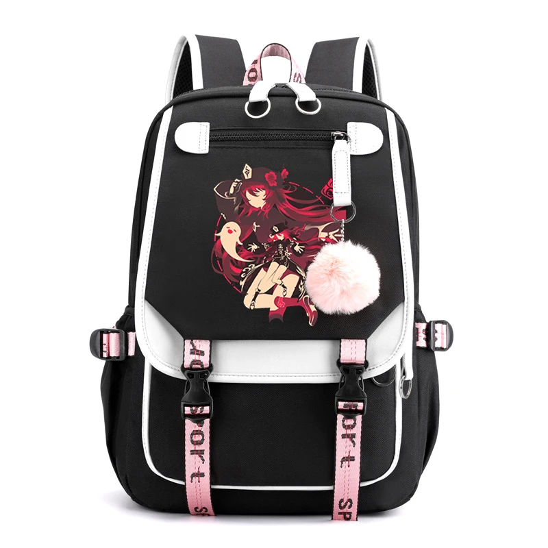 

Genshin Impact Backpack Women Comics Cartoon School Bags Teenager Girls Hu Tao Anime Bookbag Lady Travel Backbag Shoulder Bag