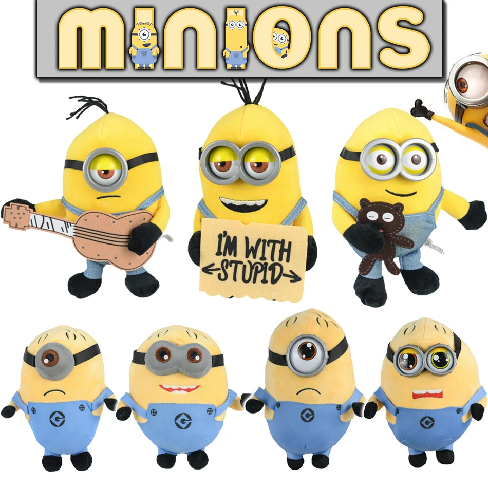 Hot Despicable Me Cute Minions Anime Characters Yellow Plush Bob Stuart In Jeans Soft Dolls Toys Hobbies Christmas Birthday Gift