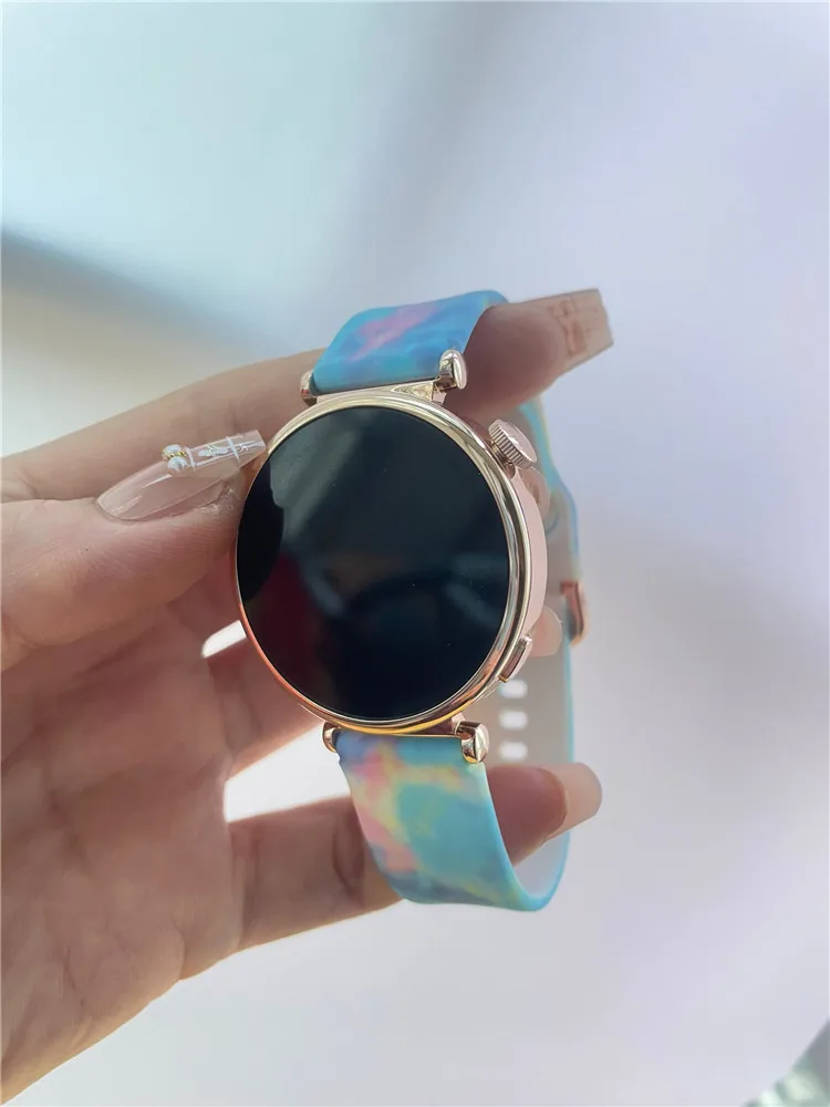 레오파드 무늬 귀여운 실리콘 시계 밴드, 화웨이 GT4 GT3 GT2 스마트 교체 스트랩, 41mm, 46mm GT3pro 용, 18mm, 20mm, 22mm