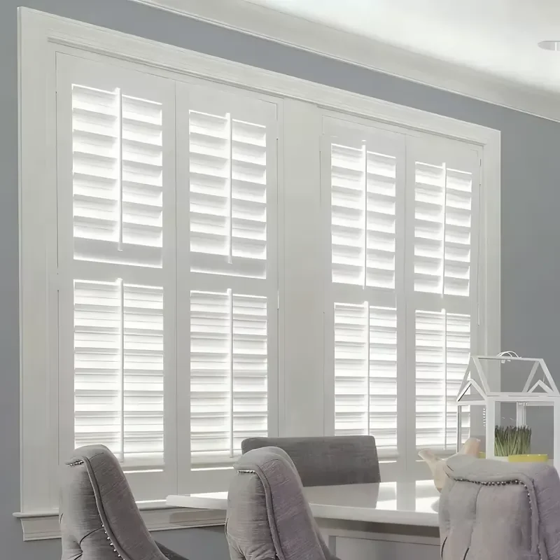Australia Pvc Blinds Bulk England Australia Style Bay Window Sliding PVC Plantation Shutters White Colour Louver