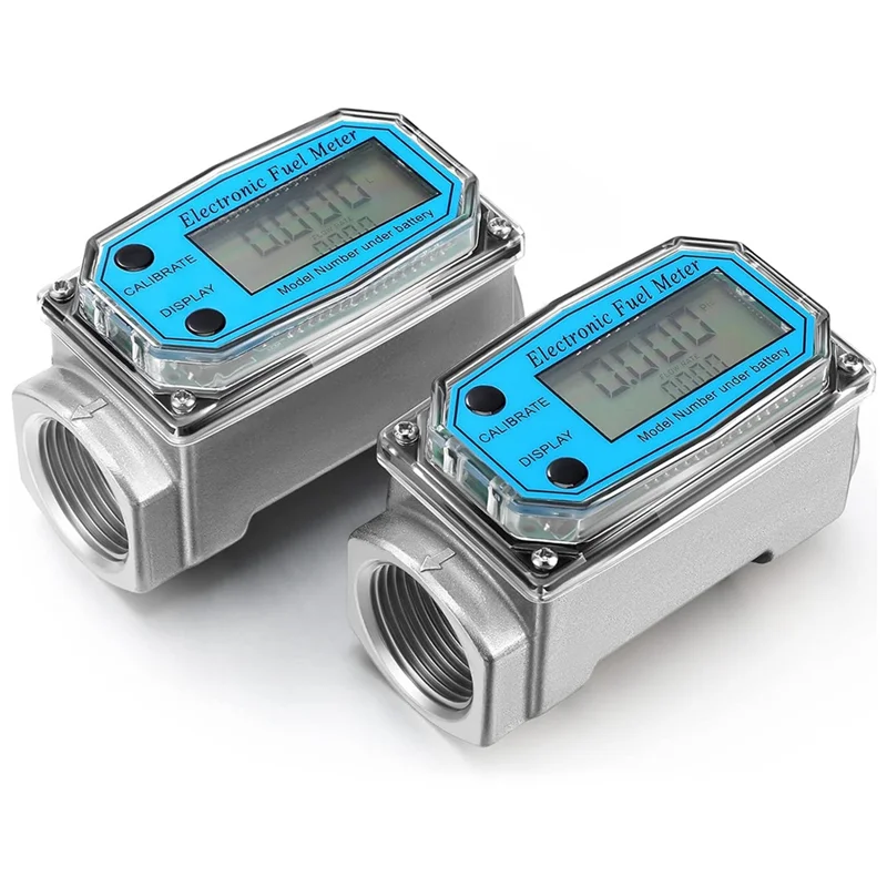 

AS94-2Pcs 1 Inch Digital Turbine Flow Meter Fuel Flow Meter Water Flow Meter For Measure Gasoline