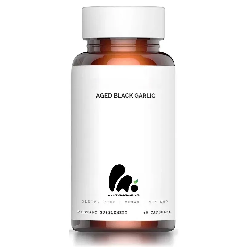 

Aged Black Garlic Capsules - Garlic Pills - Less Odor 60 Capsules Allium Sativum Supplement More Effective Than Allicin