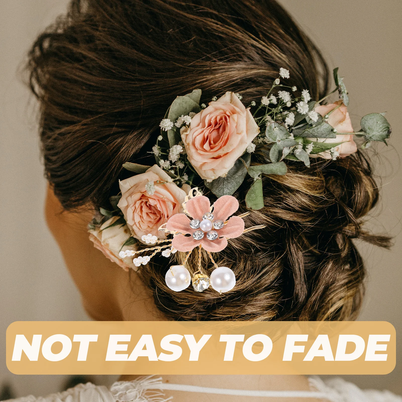 

6Pcs Bridal Pearl Rhinestone Flower U-Shaped Hairpin Wedding Hair Accessories for Women Prom Anniversary Flower U-Shaped Hairpin