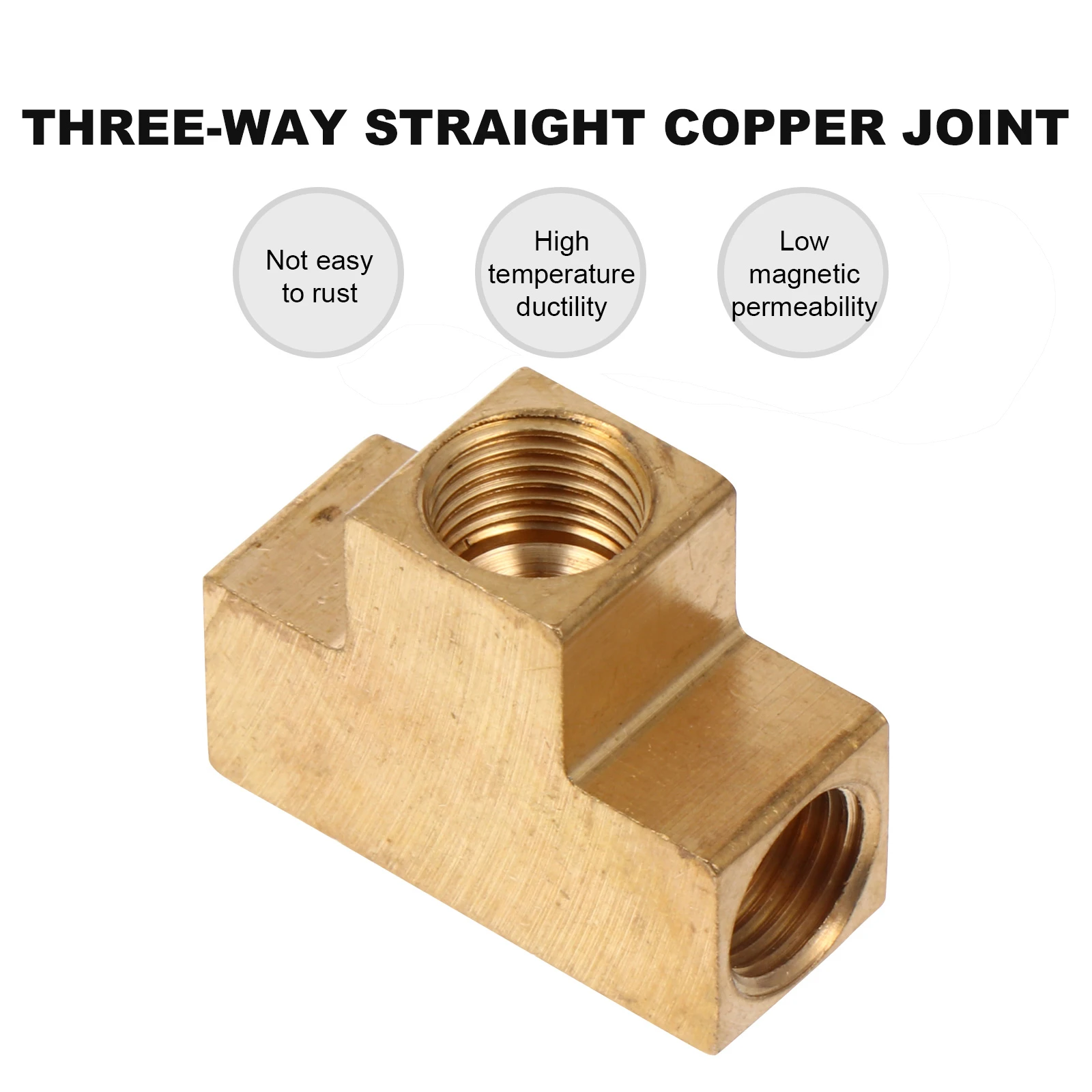 

2Pcs Copper Sturdy Brass Tube Fittings High Quality Brass Connectors Three Way Connectors Gas Pipe Supplies