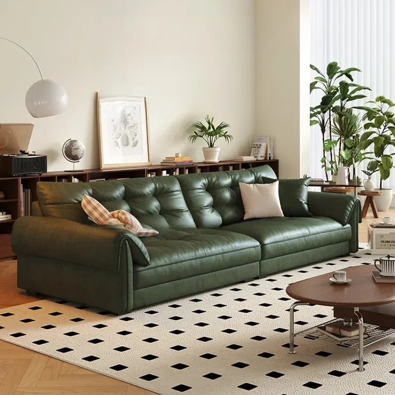 

European Glamour Sofa Vintage Elegant Wooden Luxury Lounge Living Room Sofas Puffs Leather Couch Wohnzimmer Furniture Home