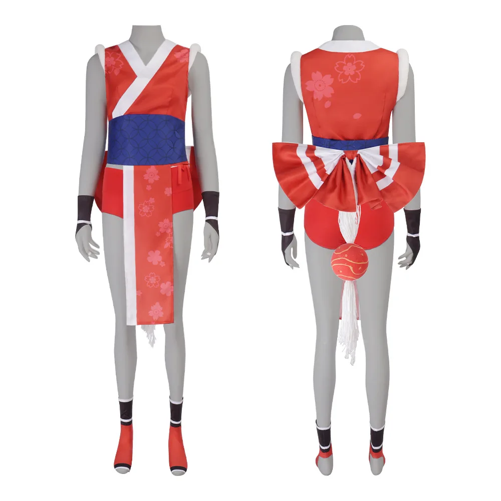 

Women Mai Shiranui Cosplay Red Kimono Ninja Dress Costume Or Wig