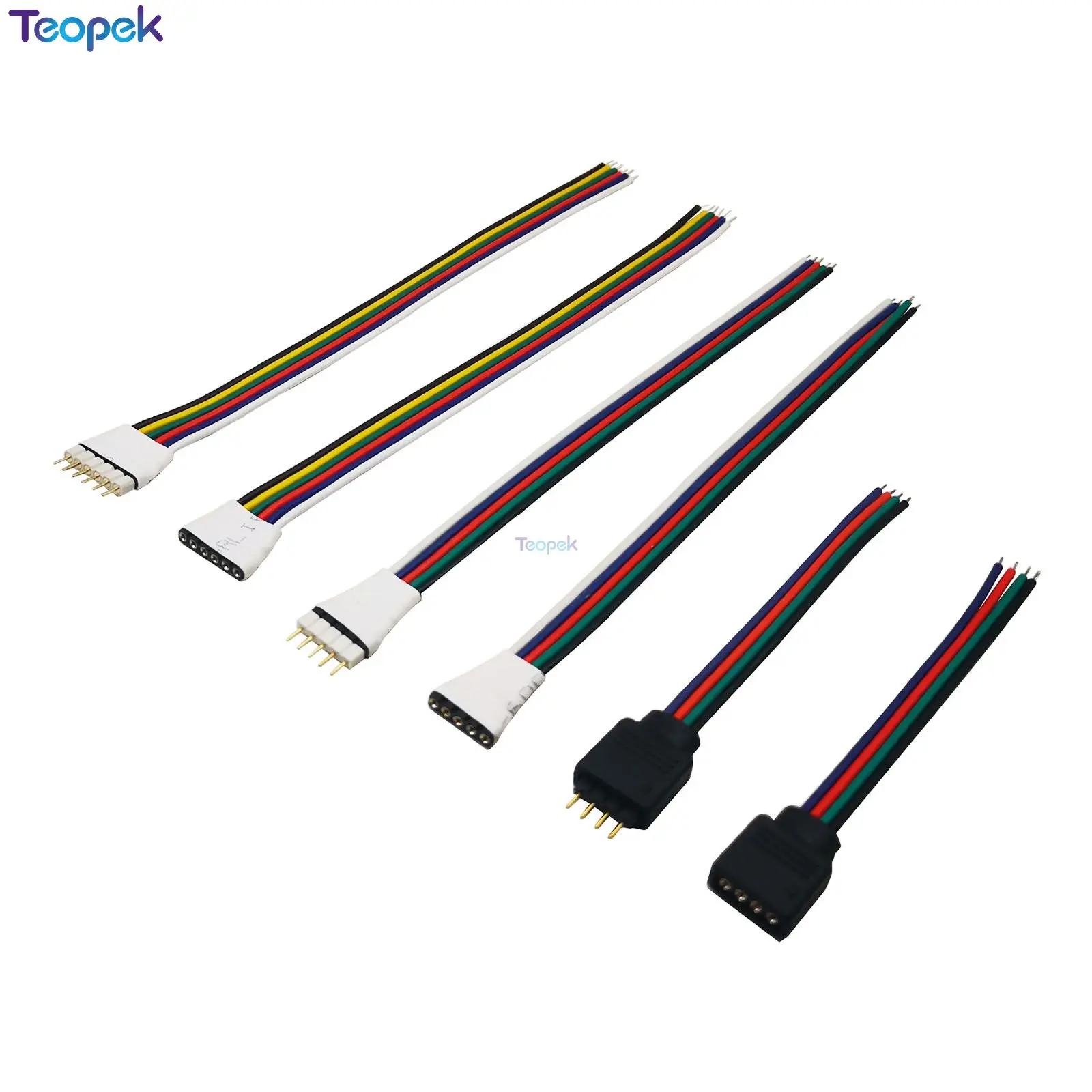 4pin 5pin 6pin ชายหญิงแถบอะแดปเตอร์สายไฟสำหรับ5050 3528 SMD RGB RGBW RGB + CCT LED Strip Light 10Pcs