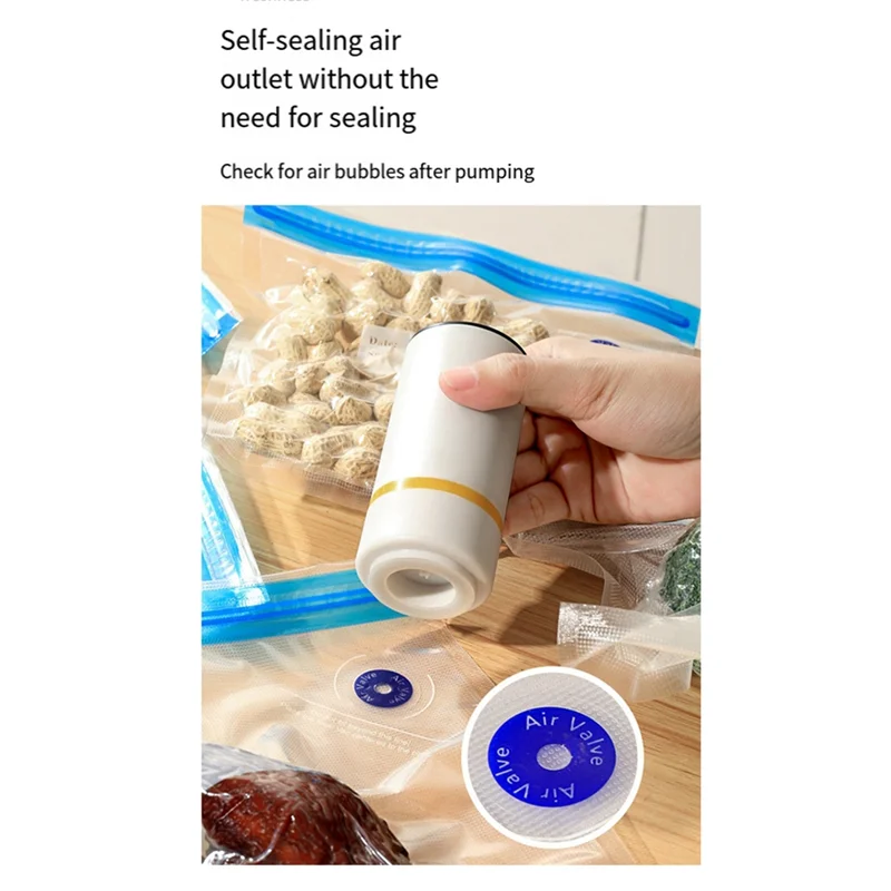 WHYY-Mini Vacuum Sealer Portable USB Rechargeable Vacuum Sealer Includes 10 Reusable Bags Ideal For Kitchen, BBQ & Travel