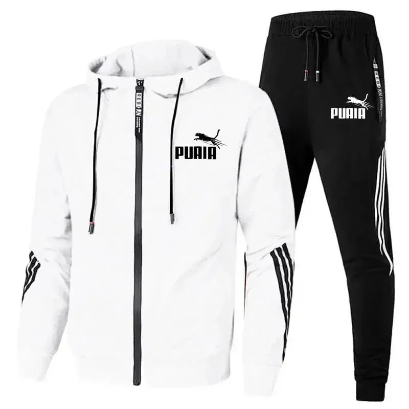 Chándal de moda para hombre, chaqueta con cremallera y pantalones de chándal, conjunto de 2 piezas para correr, Fitness, baloncesto y trotar,